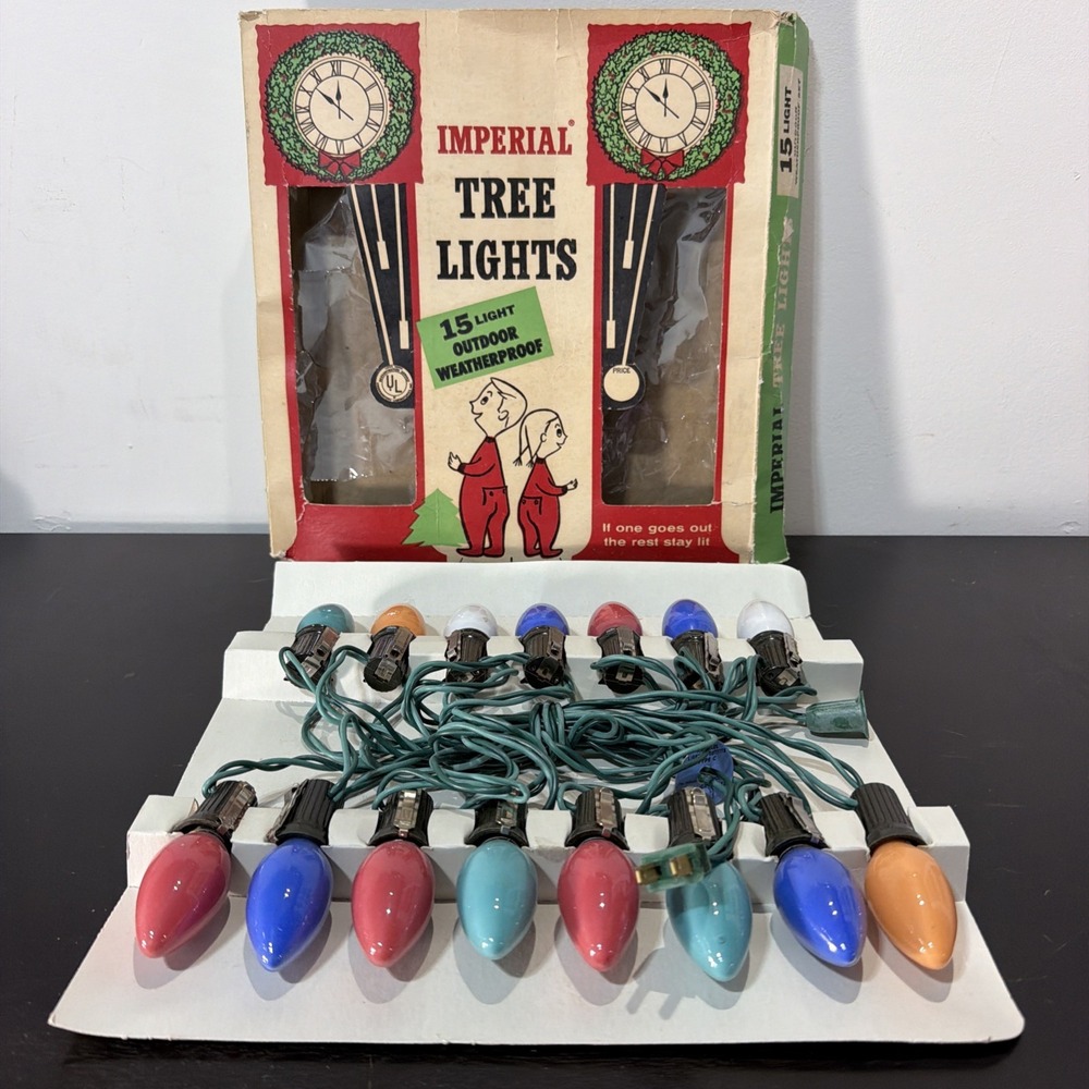 Vintage Christmas Tree String Imperial Multicolor Set of 15 Lights Outdoor Works